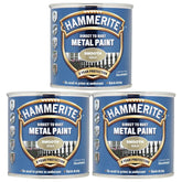 3X Hammerite Smooth Gold Paint 250ml Tin Paint